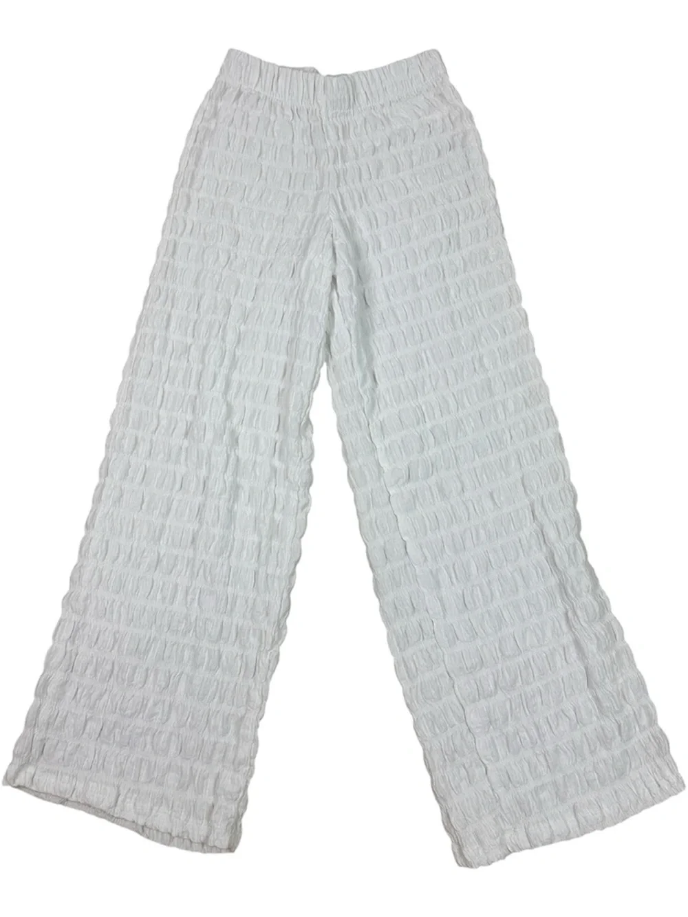 Zara Girls White Crinkle Wide-Leg Pants